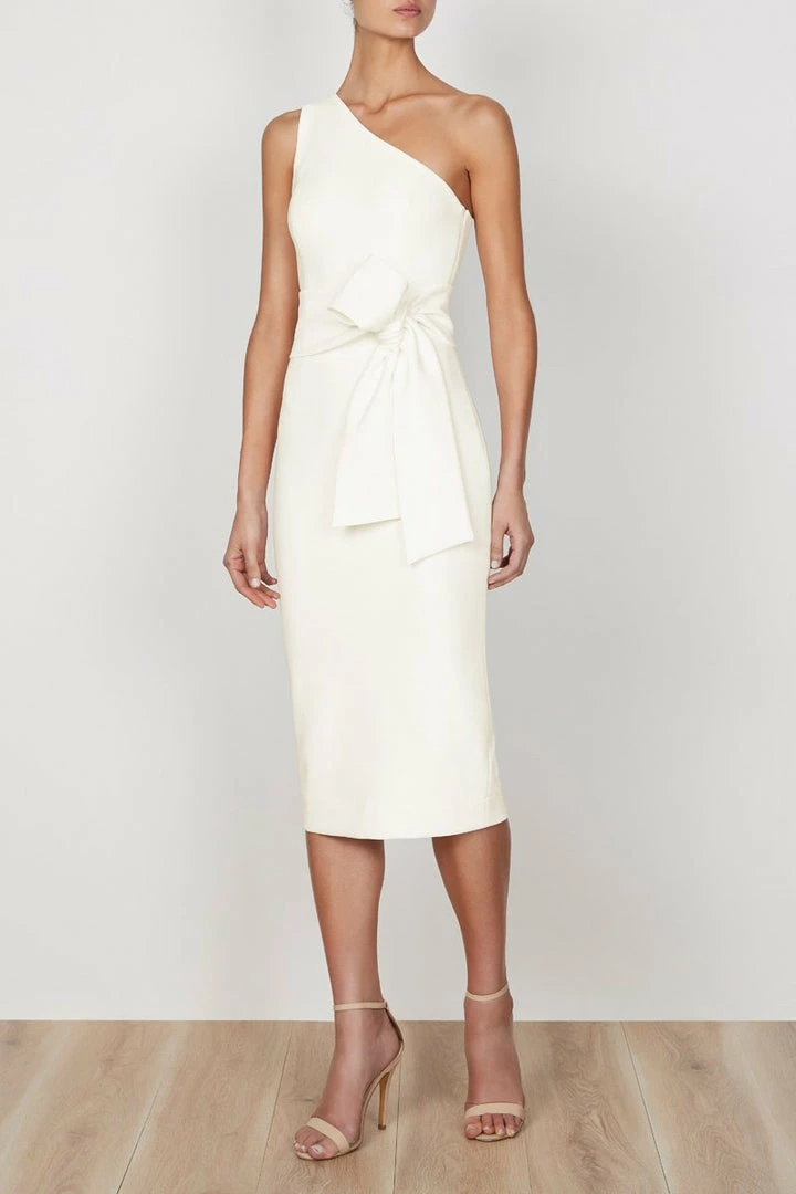 Shona Joy DRESSES LUCY ONE SHOULDER MIDI DRESS - IVORY