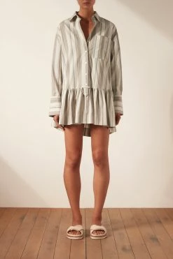 Shona Joy LAURENT WIDE CUFF SHIRT MINI DRESS