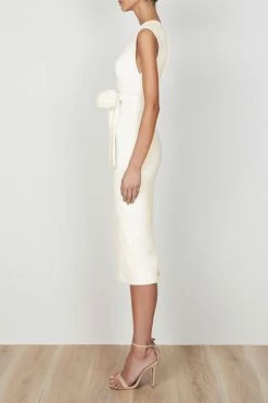 Shona Joy LUCY PLUNGED MIDI DRESS - IVORY