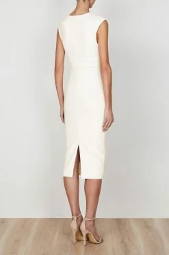 Shona Joy LUCY PLUNGED MIDI DRESS - IVORY