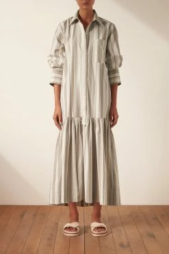 Shona Joy LAURENT WIDE CUFF SHIRT MIDI DRESS