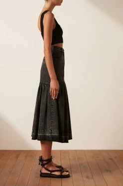 Shona Joy SKIRTS ANNA FIT AND FLARE MIDI SKIRT - COAL
