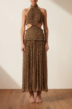 Shona Joy DRESSES PALOMA HIGH NECK CUT OUT MIDI DRESS