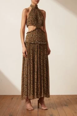 Shona Joy DRESSES PALOMA HIGH NECK CUT OUT MIDI DRESS