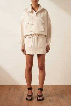 Shona Joy NERUDA DRAWSTRING ANORAK TOP - CREMA TOPS