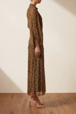 Shona Joy PALOMA BUTTON UP RUCHED MIDI DRESS DRESSES