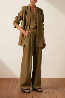 Shona Joy SARA DOUBLE BREASTED BLAZER - TAPENADE