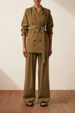 Shona Joy SARA DOUBLE BREASTED BLAZER - TAPENADE