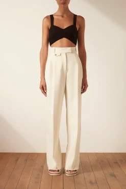 Shona Joy IRENA HIGH WAISTED TAILORED PANT - CREAM SHORTS & PANTS