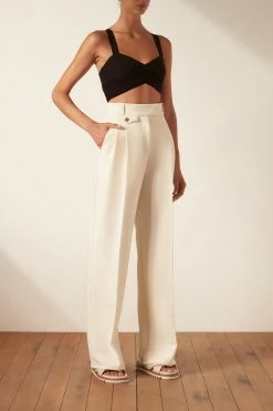 Shona Joy IRENA HIGH WAISTED TAILORED PANT - CREAM SHORTS & PANTS