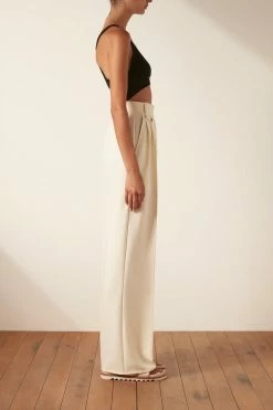 Shona Joy IRENA HIGH WAISTED TAILORED PANT - CREAM SHORTS & PANTS