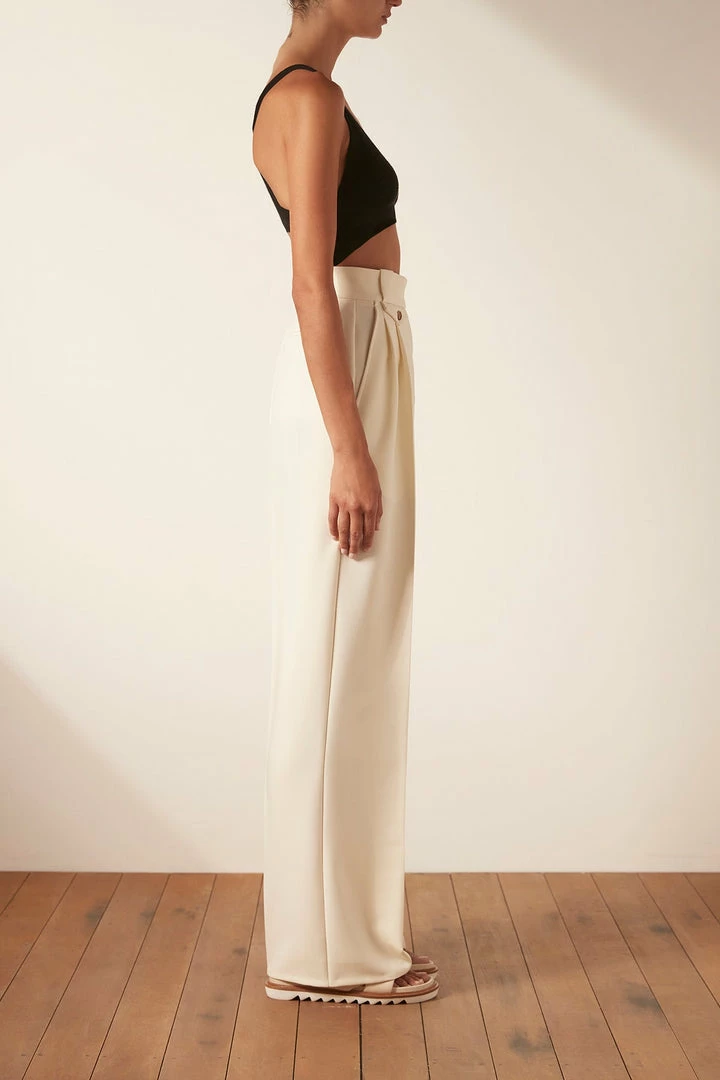 Shona Joy IRENA HIGH WAISTED TAILORED PANT - CREAM SHORTS & PANTS