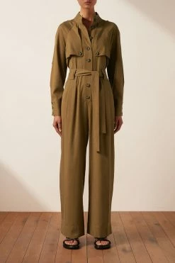Shona Joy SARA HIGH NECK BOILER SUIT - TAPENADE JUMPSUITS