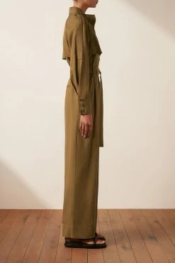 Shona Joy SARA HIGH NECK BOILER SUIT - TAPENADE JUMPSUITS