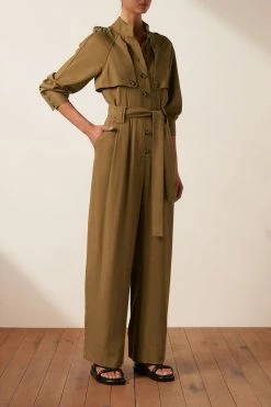 Shona Joy SARA HIGH NECK BOILER SUIT - TAPENADE JUMPSUITS