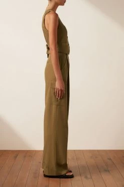 Shona Joy SARA TAILORED FITTED VEST - TAPENADE