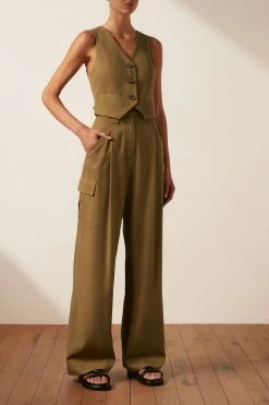 Shona Joy SARA TAILORED FITTED VEST - TAPENADE