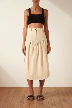 Shona Joy SIERRA PETAL MIDI SKIRT - CREAM SKIRTS