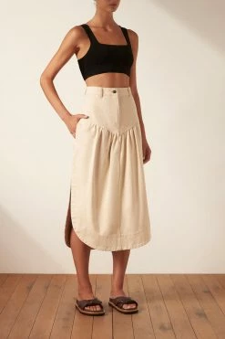 Shona Joy SIERRA PETAL MIDI SKIRT - CREAM SKIRTS