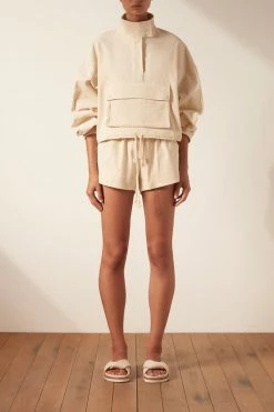 Shona Joy TOPS HOLLY DRAWSTRING ANORAK TOP - CREAM