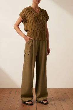 Shona Joy EVA CABLE VEST - TAPENADE