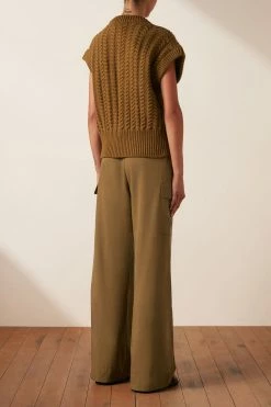 Shona Joy EVA CABLE VEST - TAPENADE