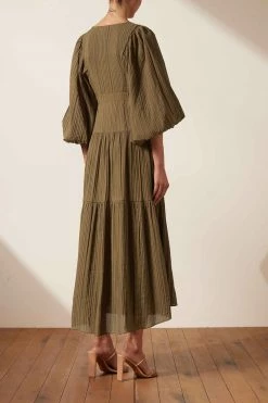 Shona Joy DRESSES MILA SQUARE NECK MIDI DRESS - CUMIN