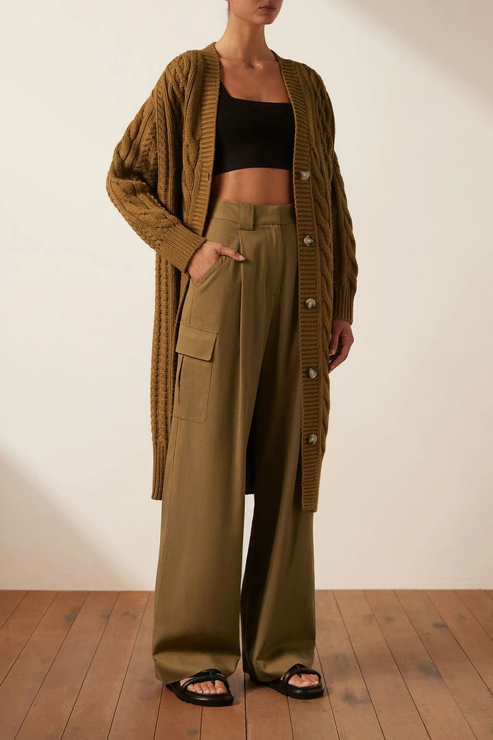 Shona Joy EVA CABLE CARDIGAN - TAPENADE TOPS