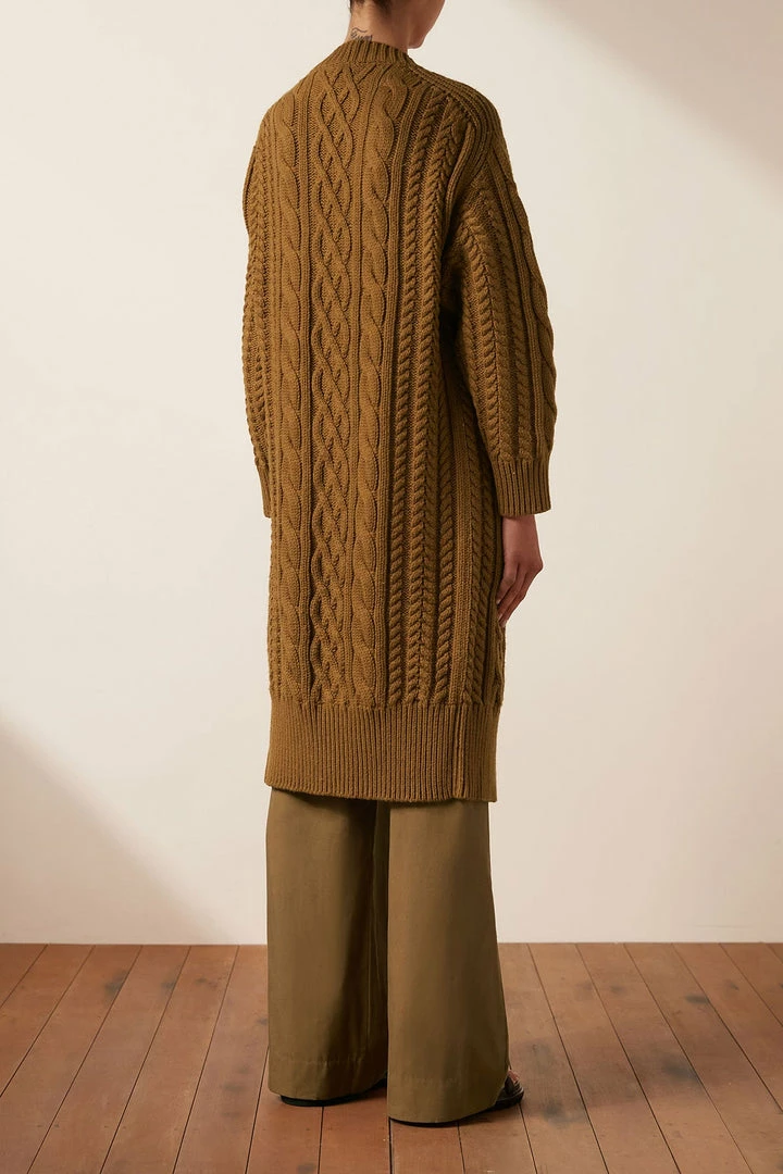 Shona Joy EVA CABLE CARDIGAN - TAPENADE TOPS