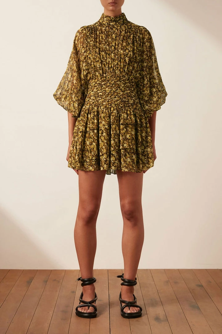 Shona Joy CARMELA LONG SLEEVE RUCHED MINI DRESS DRESSES