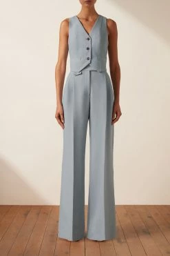 Shona Joy TOPS IRENA TAILORED FITTED VEST - CHALK BLUE