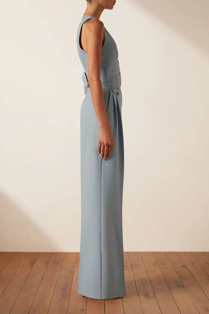Shona Joy IRENA HIGH WAISTED TAILORED PANT - CHALK BLUE