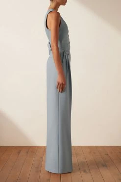 Shona Joy TOPS IRENA TAILORED FITTED VEST - CHALK BLUE