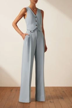 Shona Joy TOPS IRENA TAILORED FITTED VEST - CHALK BLUE