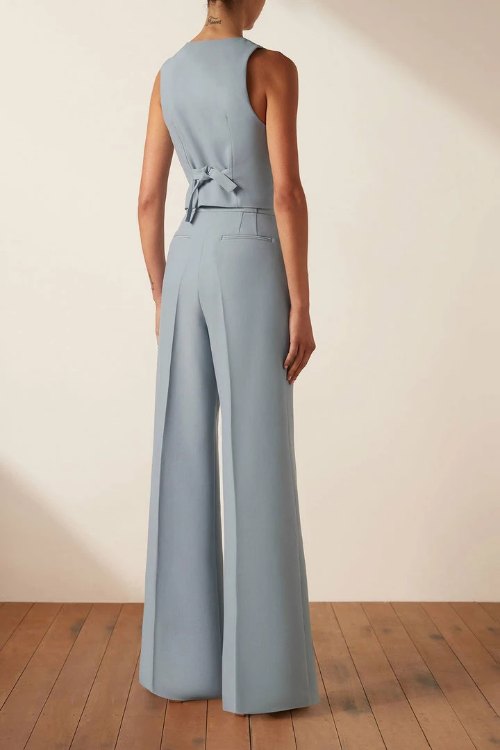 Shona Joy IRENA HIGH WAISTED TAILORED PANT - CHALK BLUE