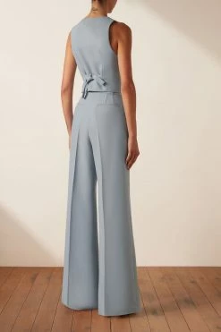 Shona Joy TOPS IRENA TAILORED FITTED VEST - CHALK BLUE