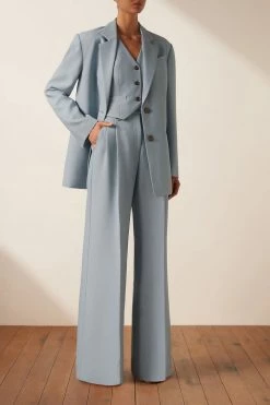 Shona Joy IRENA OVERSIZED TAILORED BLAZER - CHALK BLUE