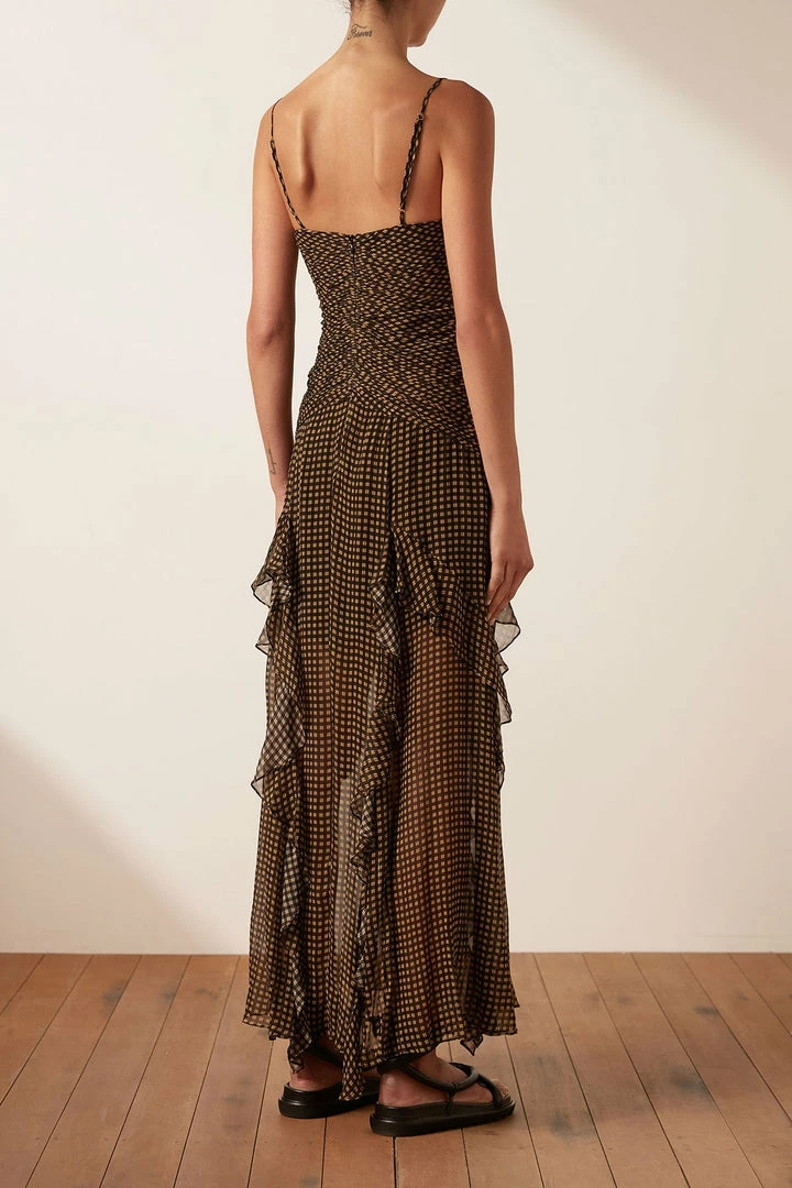 Shona Joy SOFIA RUCHED FRILL MAXI DRESS DRESSES