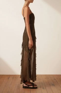 Shona Joy SOFIA RUCHED FRILL MAXI DRESS DRESSES