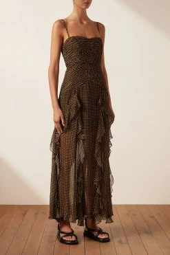 Shona Joy SOFIA RUCHED FRILL MAXI DRESS DRESSES
