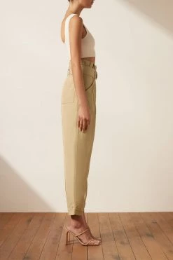 Shona Joy MATILDA LINEN UTILITY PAPERBAG PANT - WHEAT