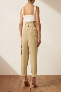 Shona Joy MATILDA LINEN UTILITY PAPERBAG PANT - WHEAT