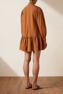 Shona Joy DRESSES PRISCILA HIGH NECK UTILITY MINI DRESS - TURMERIC