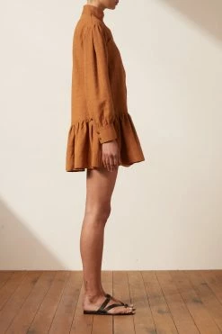 Shona Joy DRESSES PRISCILA HIGH NECK UTILITY MINI DRESS - TURMERIC