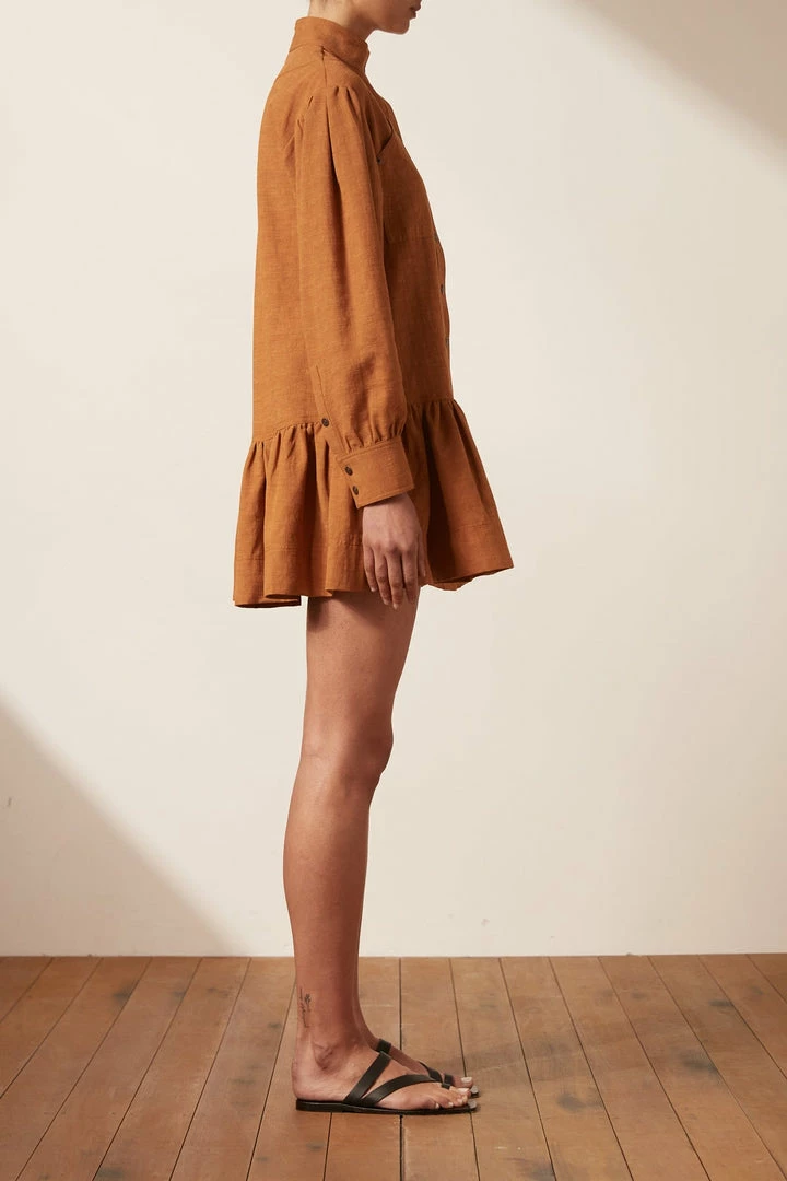 Shona Joy DRESSES PRISCILA HIGH NECK UTILITY MINI DRESS - TURMERIC