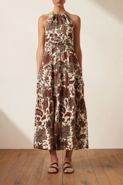 Shona Joy CATALINA HALTER OPEN BACK MIDI DRESS