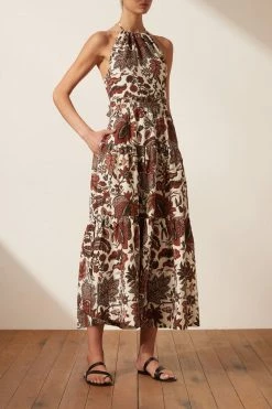 Shona Joy CATALINA HALTER OPEN BACK MIDI DRESS