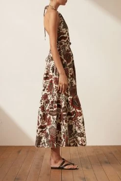 Shona Joy CATALINA HALTER OPEN BACK MIDI DRESS