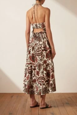 Shona Joy CATALINA HALTER OPEN BACK MIDI DRESS