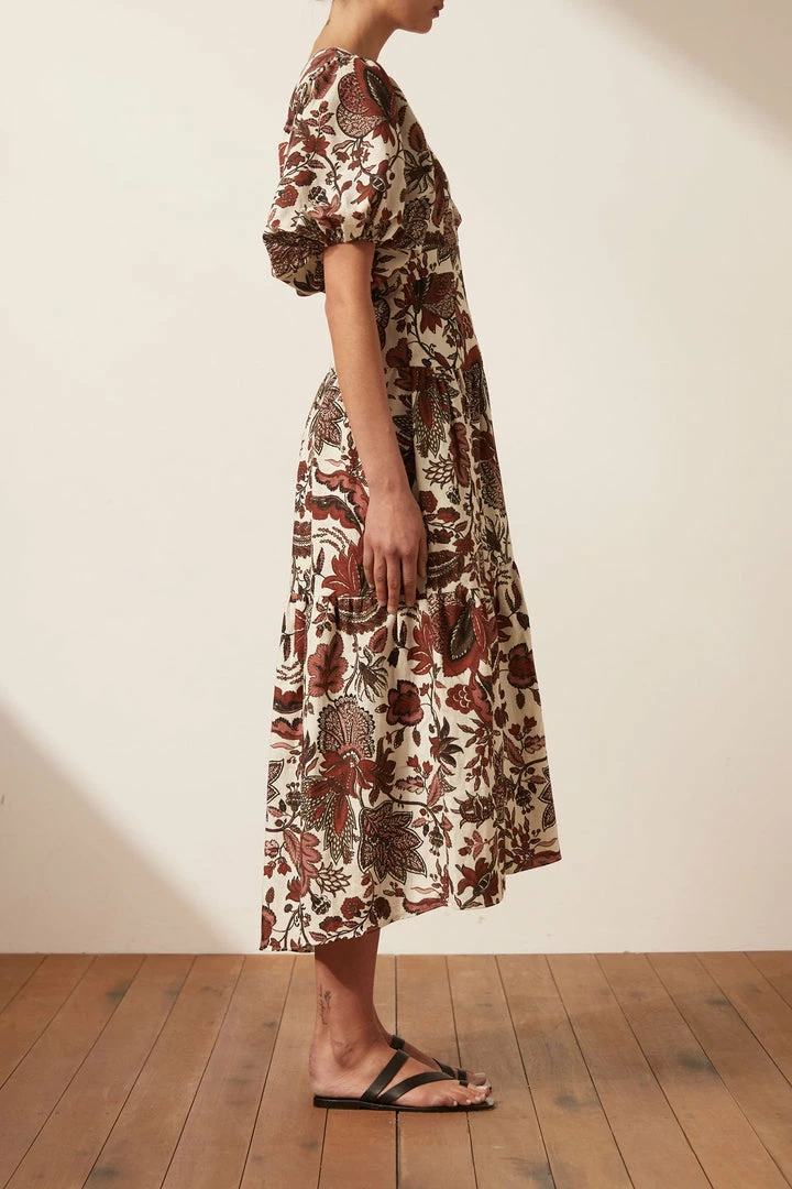 Shona Joy CATALINA PLUNGED SHORT SLEEVE MIDI DRESS